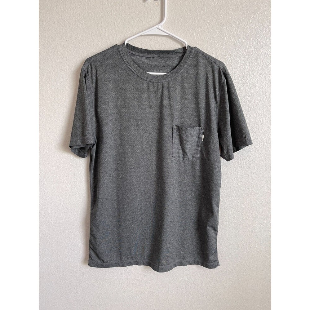 Vuori Tradewind Mens Performance Short Sleeve Pocket Tee Grey Heather M Vented